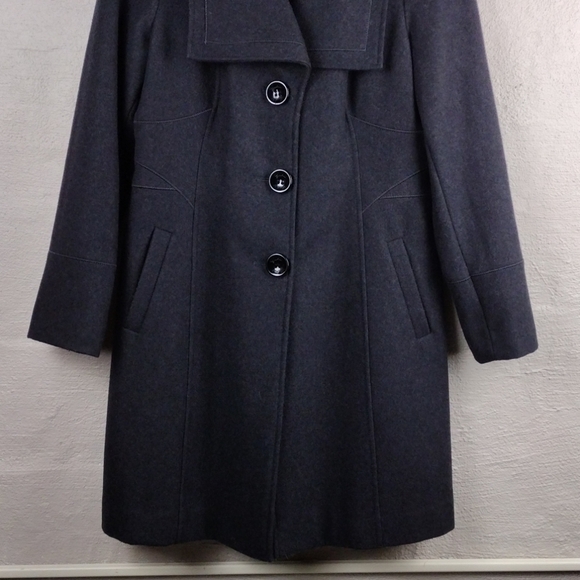 Guess Vintage Gray Wool Blend Shawl Collar Long Sleeve Mid Length Driving Coat - Picture 4 of 14